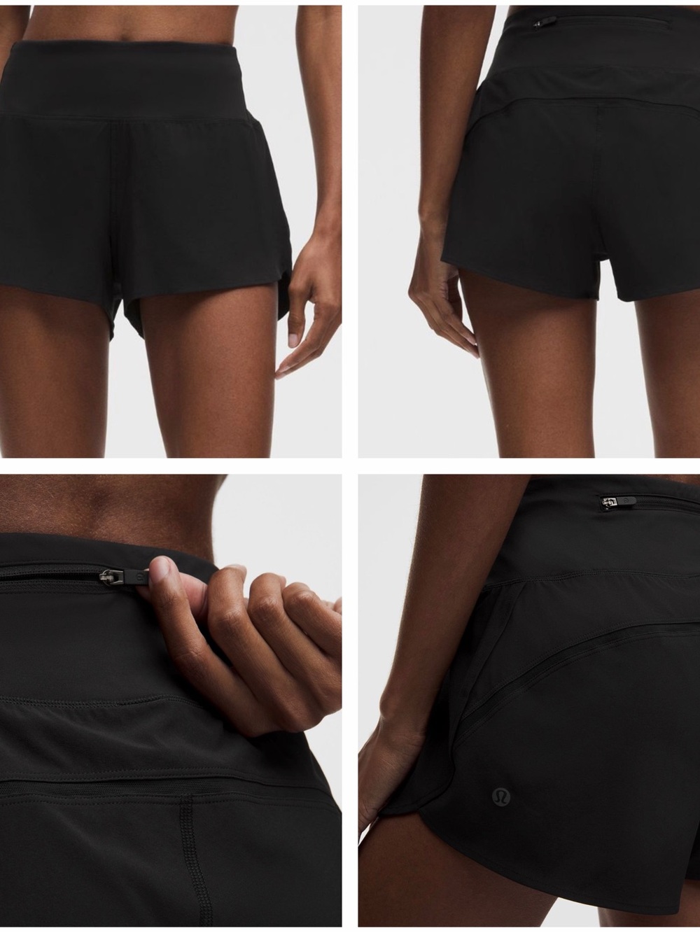 lululemon athletica Black Athletic Running Shorts with Zip Pocket